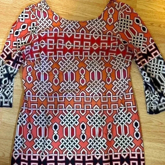 Women’s 3/4 Sleeve Dress Geometric‎ Size Large - Picture 6 of 9